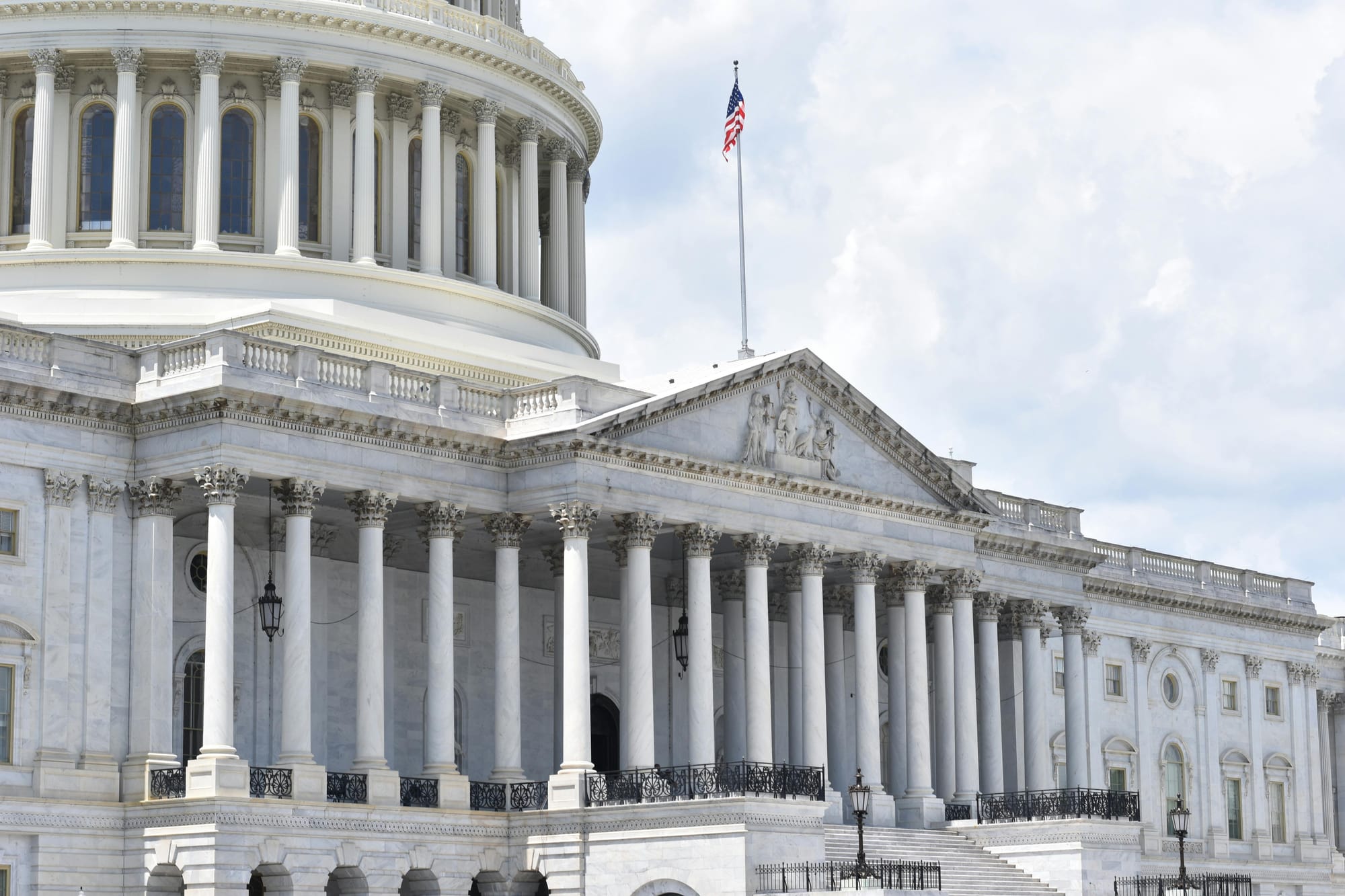The front of the United States capital building.